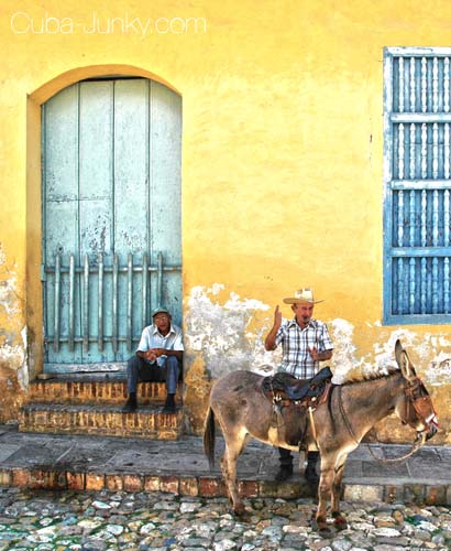 Trinidad man with donkey - Cuba Junky